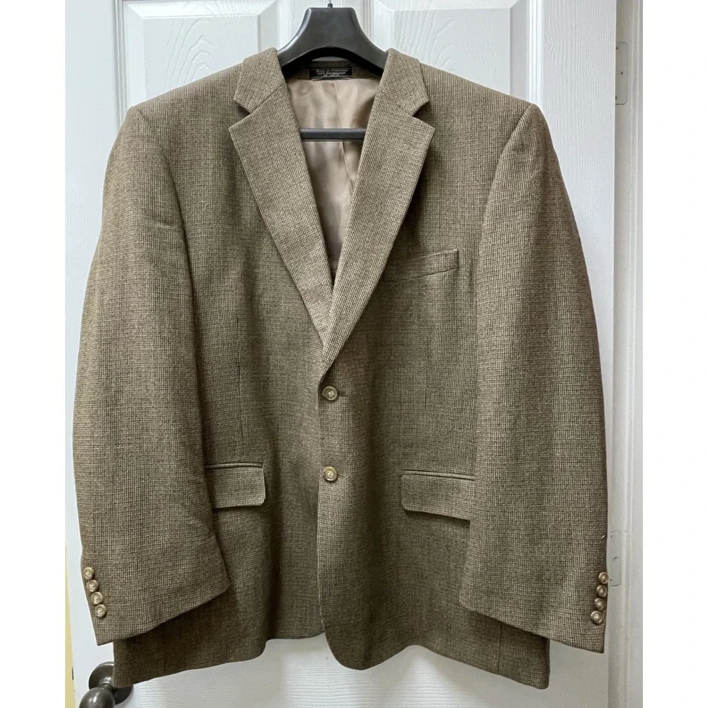 VTG Meeting Street‎ Men's 48R Blazer 100% Lambswool Brown Blazer Two Button Coat